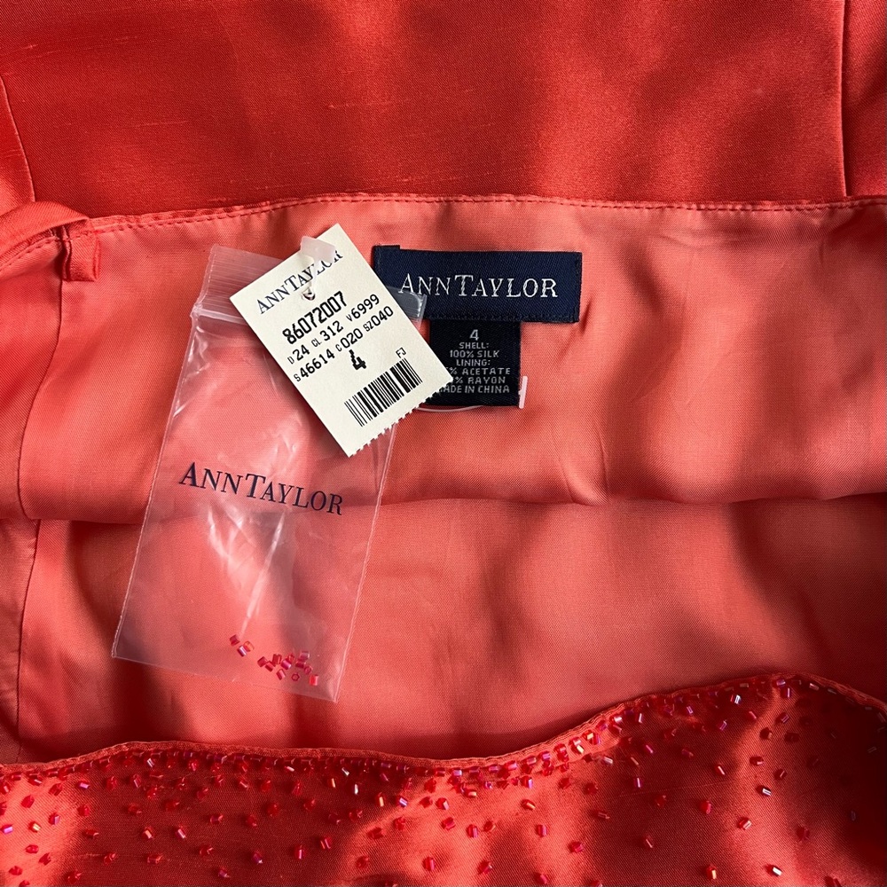 Ann Taylor 100% SilkOrange Beaded Spaghetti Strap Camisole Size 4 - Picture 5 of 6